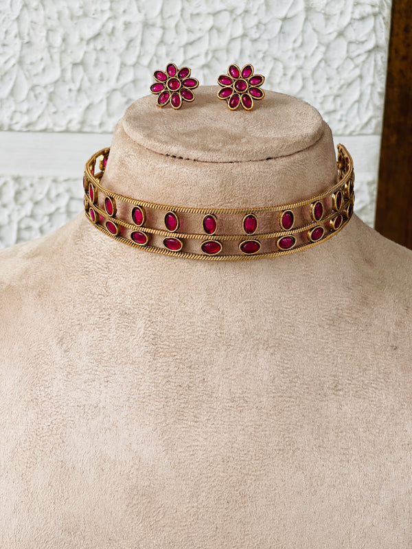 String Ruby stone chocker
