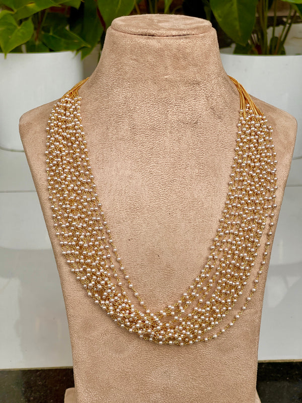 16 Layer White Pearl Necklace