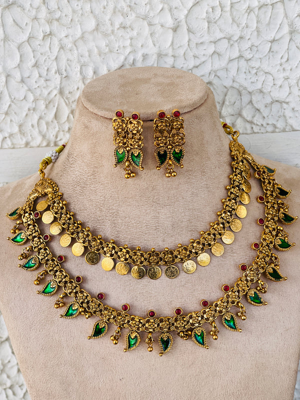 Double Layer Coin and Palakka Necklace