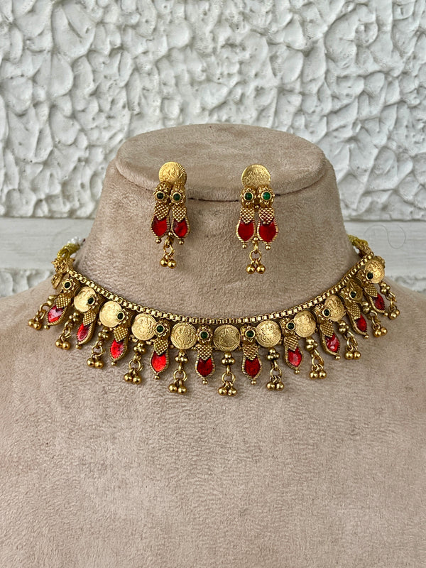 Ruby Gold Coin Chocker
