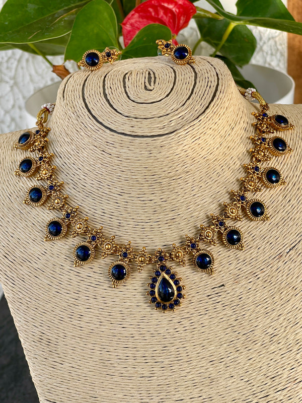 Enamel Blue Round PalakkaNecklace