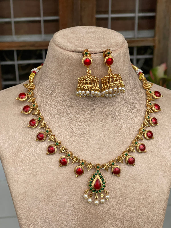 Enamel Ruby Palakka Necklace