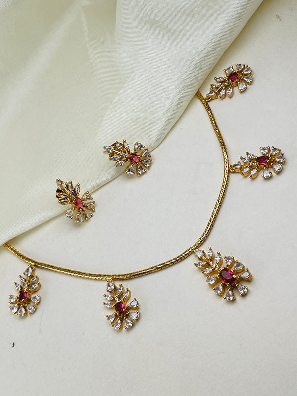 Ruby diamond leaf Necklace