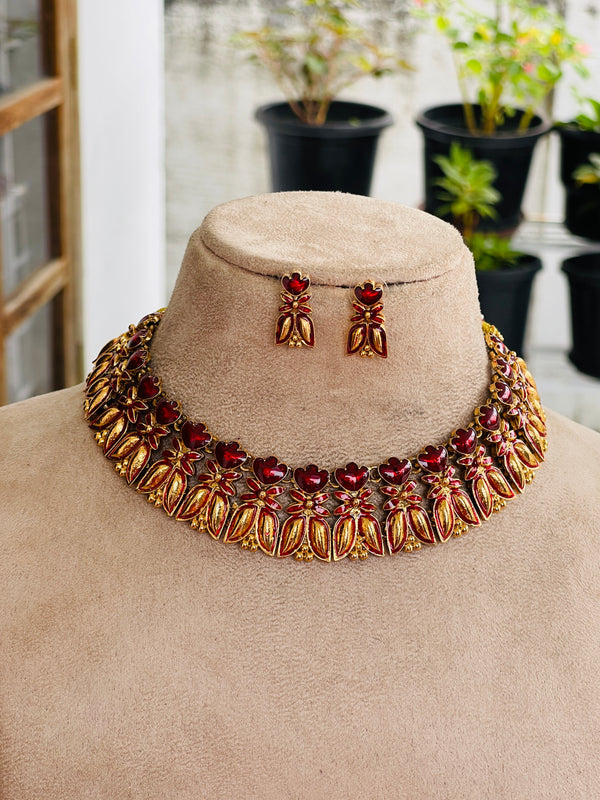 Ruby Enamel Petal Design