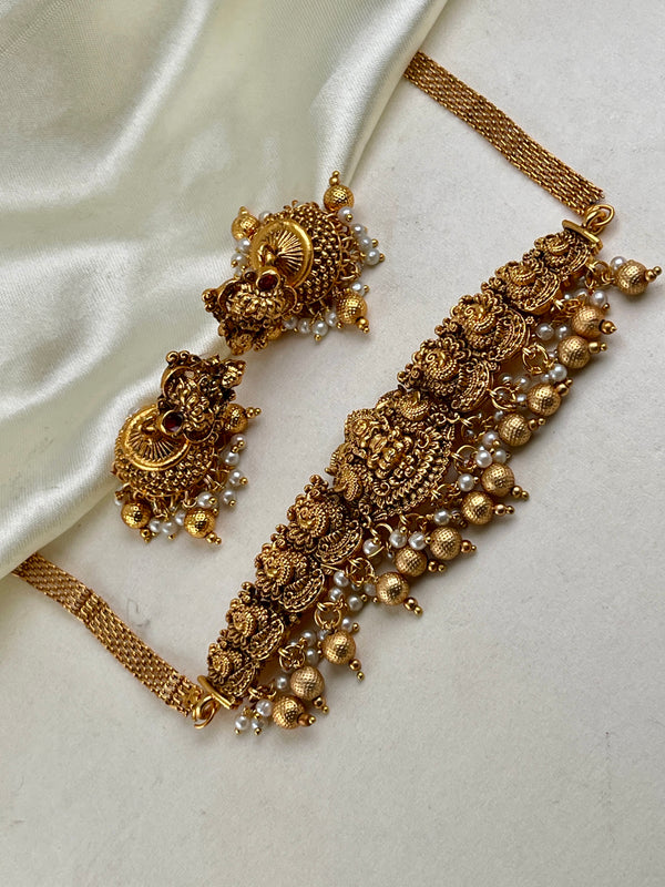 Gold Goddess peacock Lotus chocker