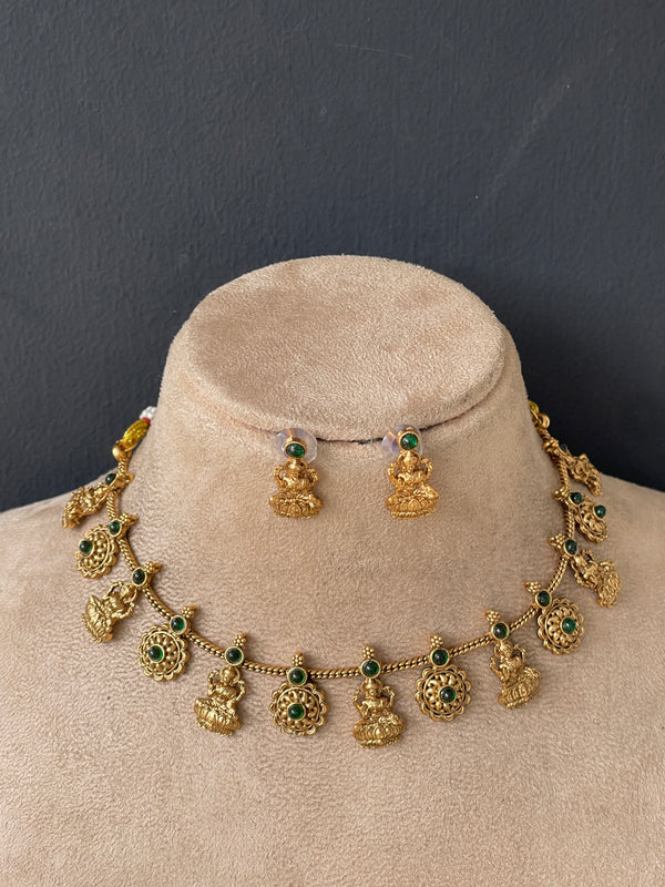 Emerald Goddess Flower Necklace