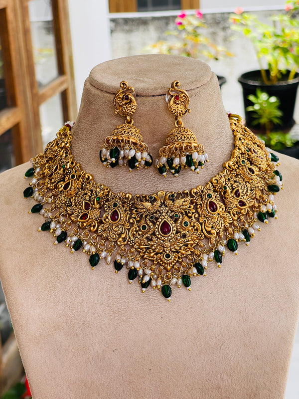 Peacock and Beads Heavy Necklace