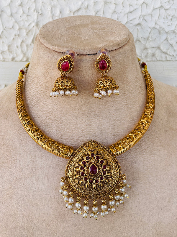 Ruby Haski Polki Pearl Necklace