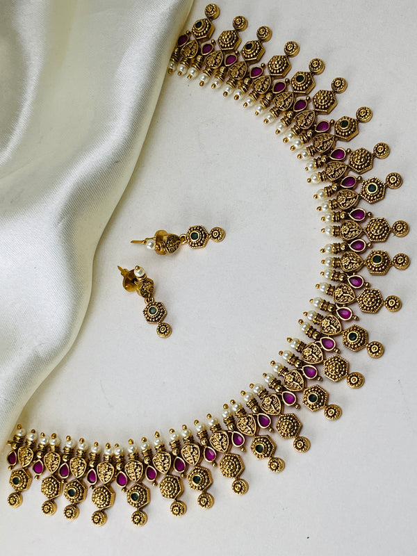 Royal Premium Quality Ruby Pearl Necklace