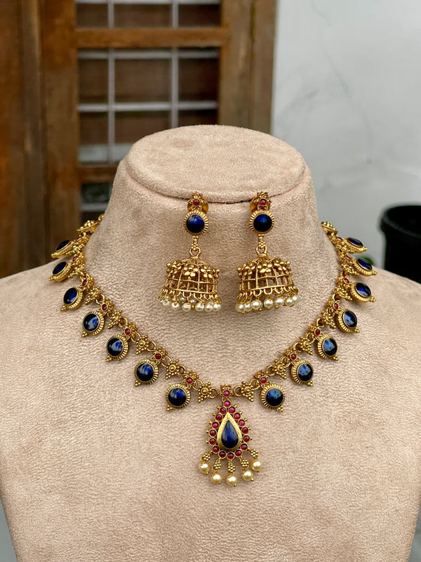 Enamel Blue Palakka Necklace