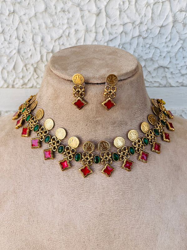 Ruby Palakka Coin Necklace