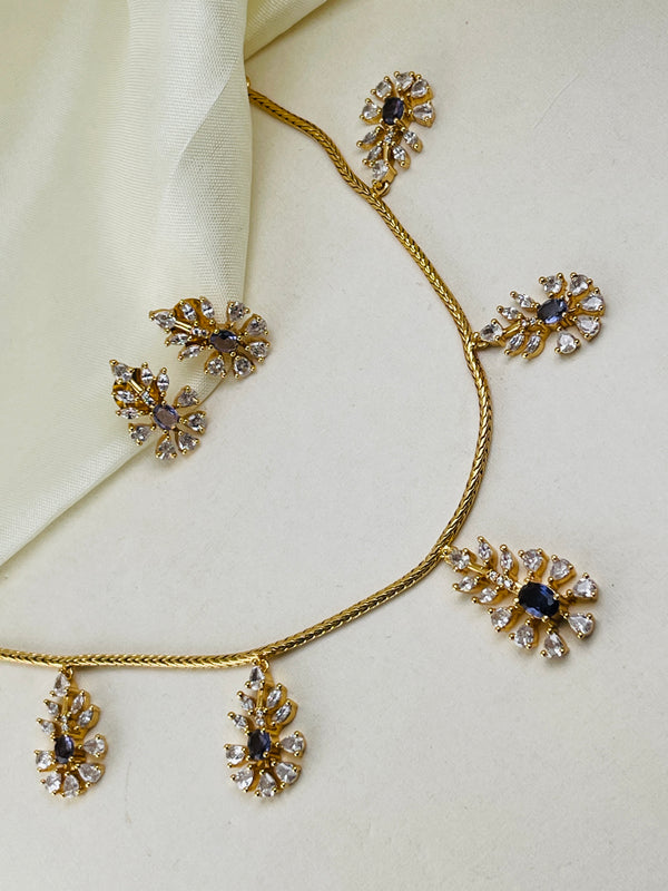 Violet diamond leaf Necklace