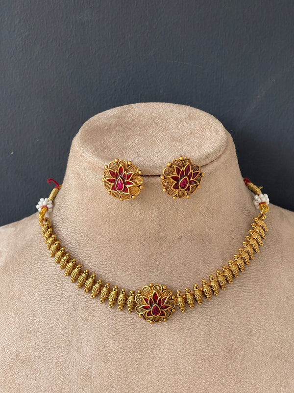 Ruby Lotus Gold Chocker