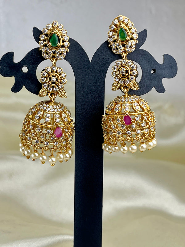 Diamond and stones Jhumka