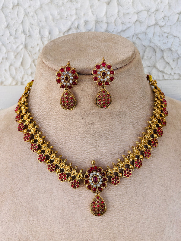 Ruby Stone Gold Necklace