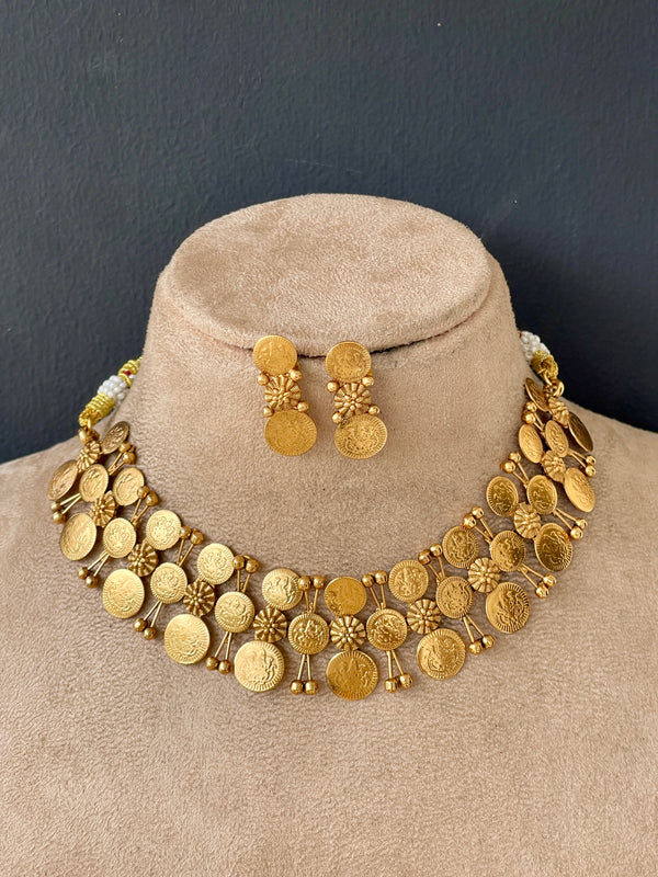 Double stranded Gold Coin necklace