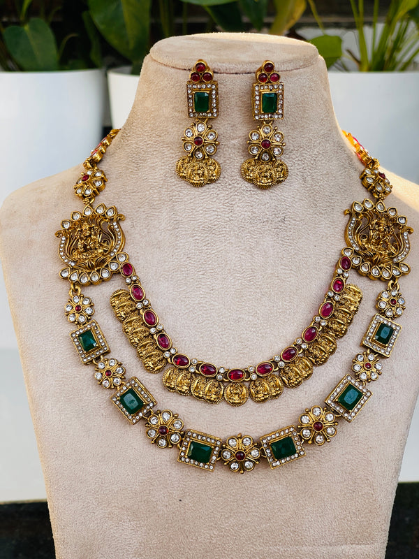 Premium Layer kashu and emerald Necklace