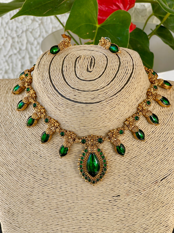 Enamel Green Palakka Necklace