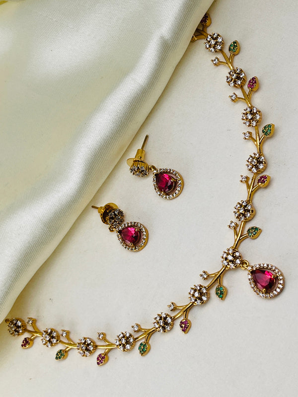 Premium Diamond and Ruby Statement Necklace