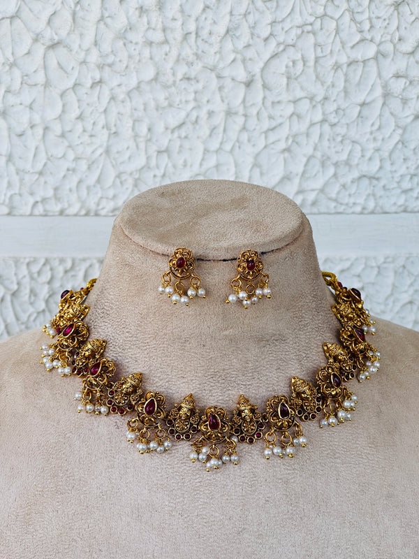 Ruby goddess pearl necklace