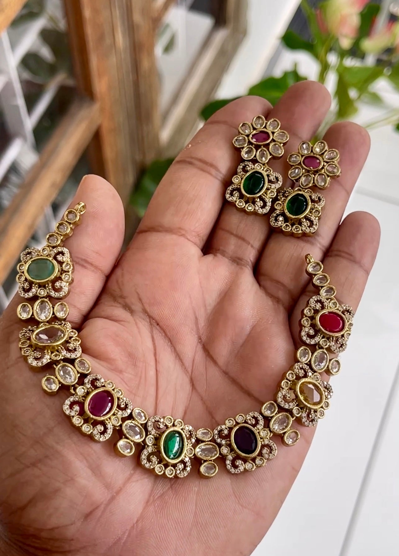 Premium Quality Navaratna Stones with Kundan statement – Mannat Jewelz