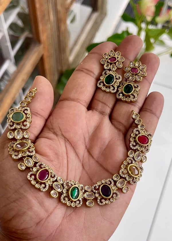 Premium Quality Navaratna Stones with Kundan statement