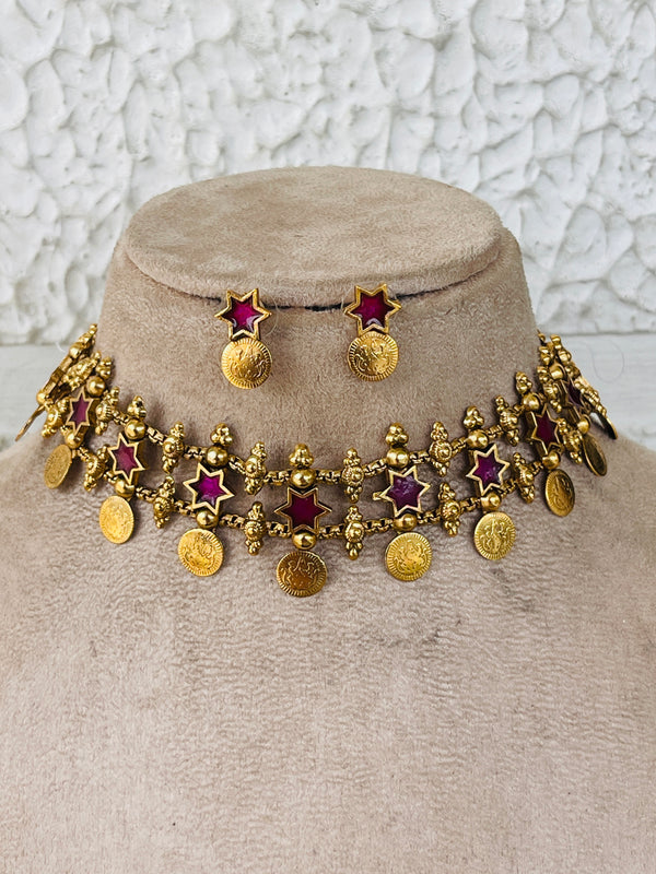 Violet Star Coin Chocker