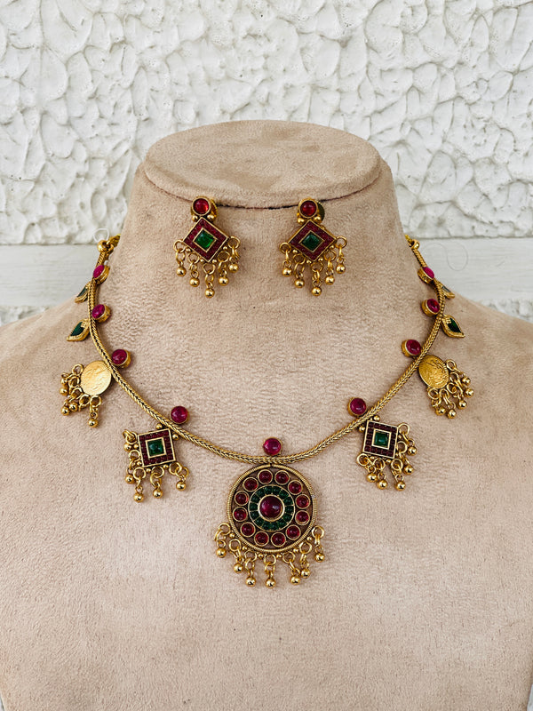 Multi Design Palakka Coin Necklace