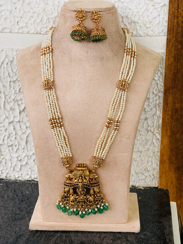 Premium White Gold Pearl Haaram