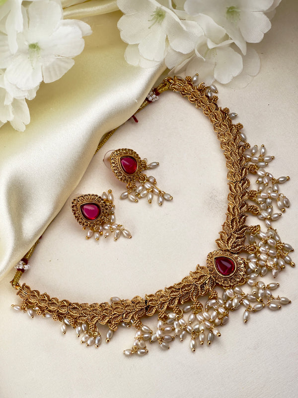Ruby Pearl Necklace