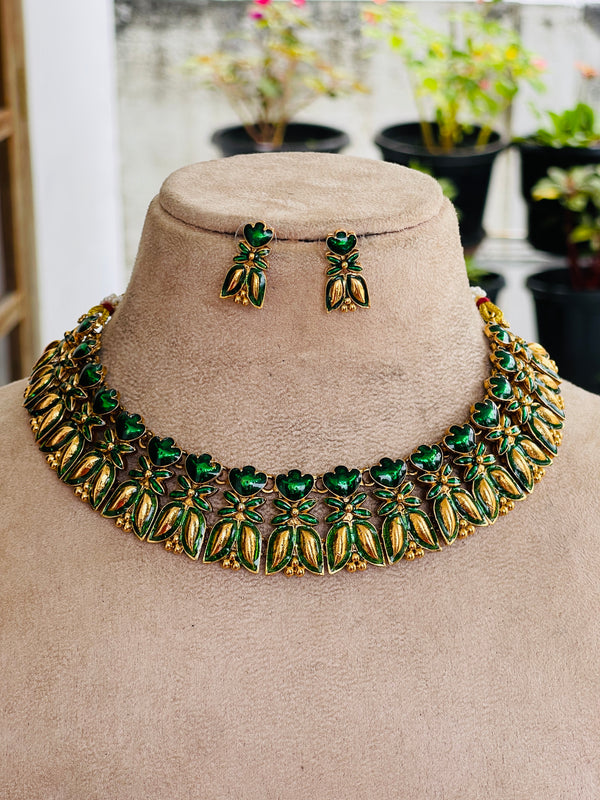 Emerald Enamel Petal Design