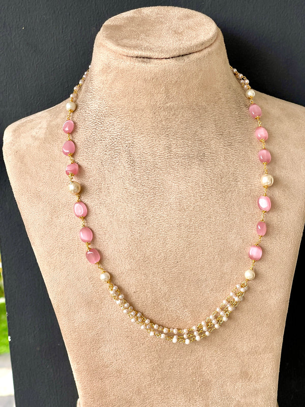 Pastel Pink and Pearl Necklace