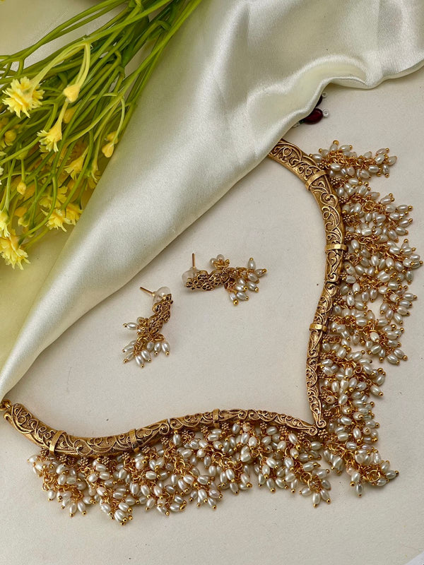 Antique Gold pearl Necklace