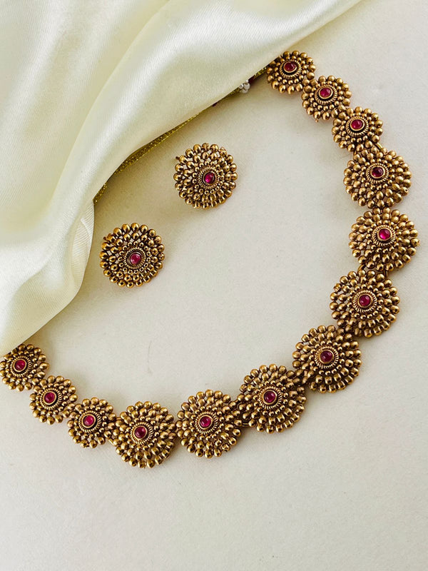Ruby flower Necklace