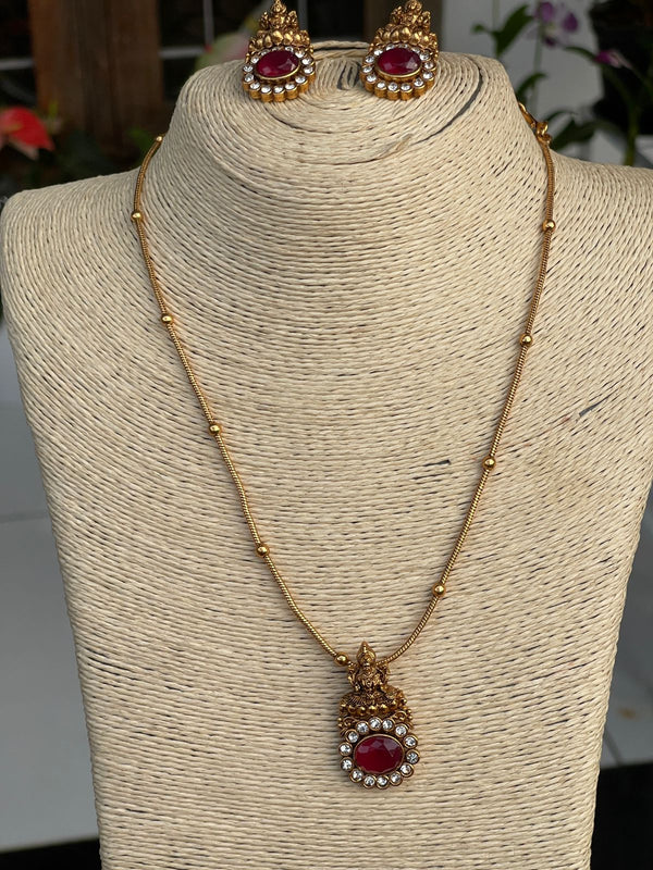 Ruby Stone Diamond Goddess Necklace