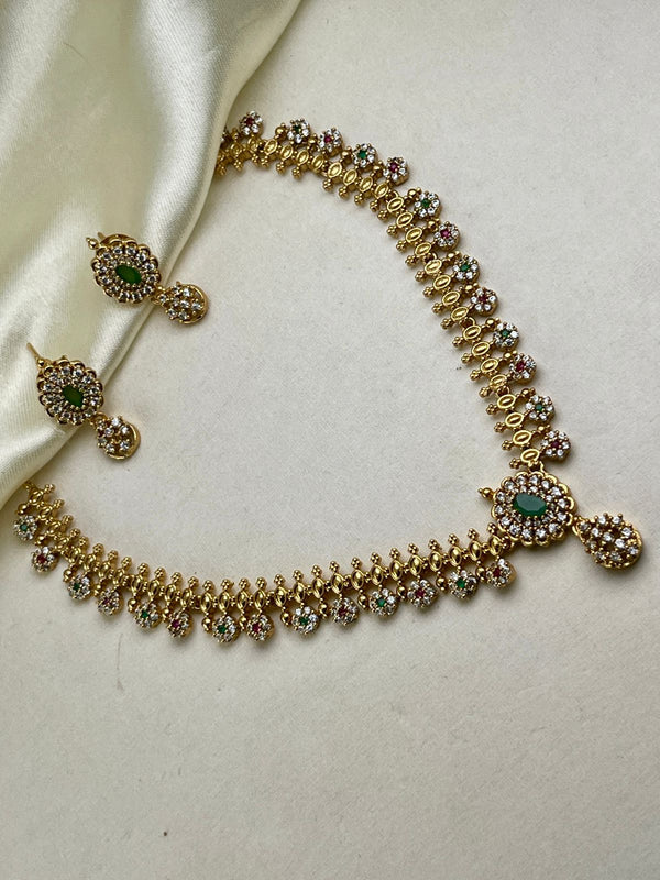 Premium AD Stone Emerald necklace