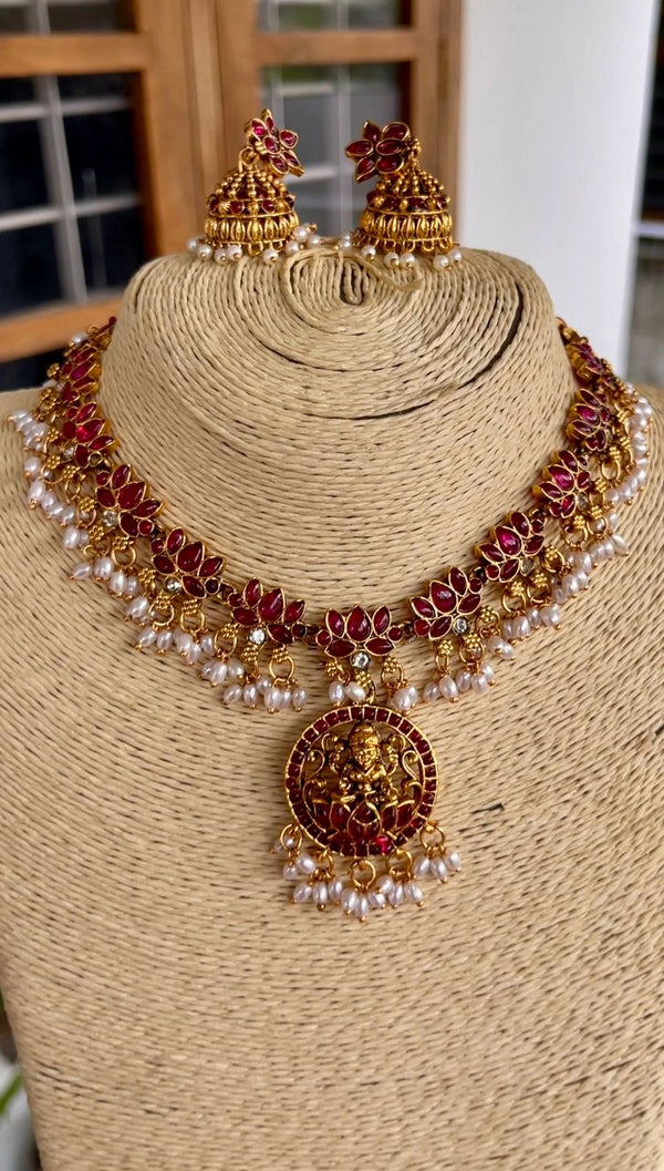 Ruby Pearl Goddess Necklace