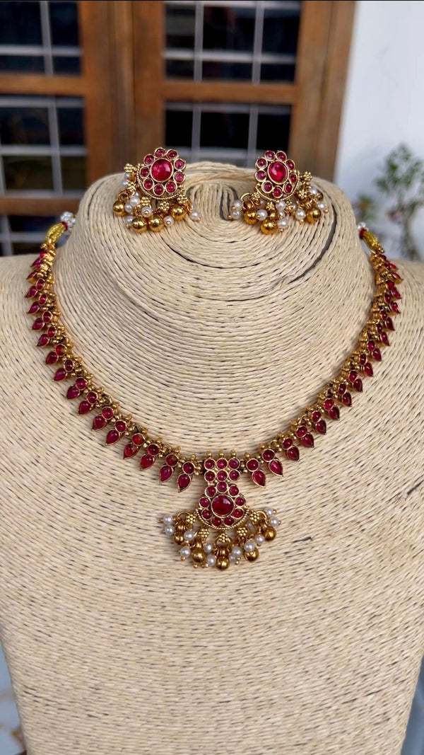 Ruby Palakka Beads Necklace