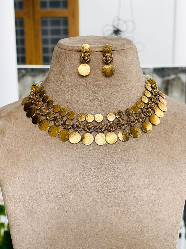3 Layer Flower Coin Necklace