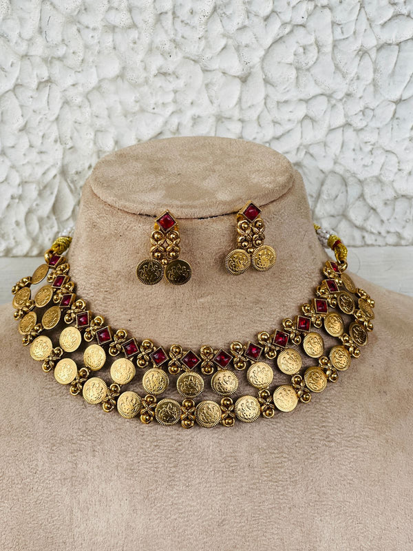 Ruby Coin Layer Necklace