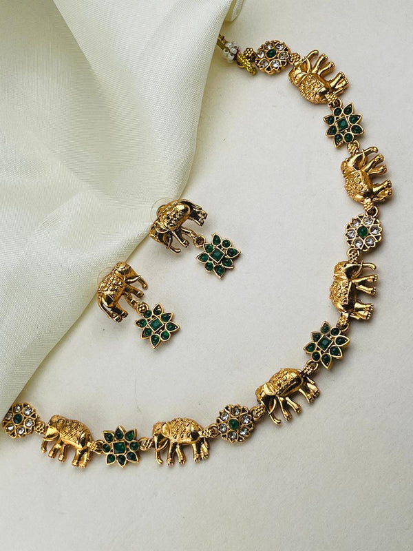 Elephant Emerald Diamond Necklace