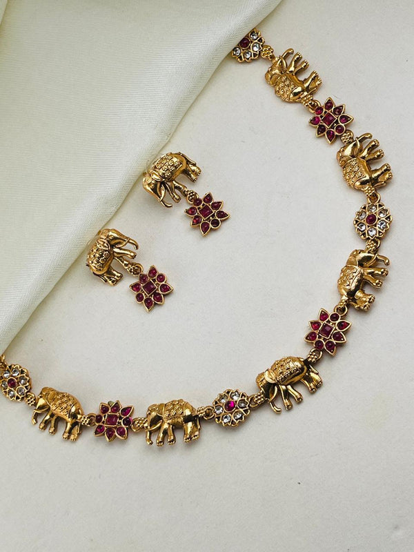 Elephant Ruby Diamond Necklace