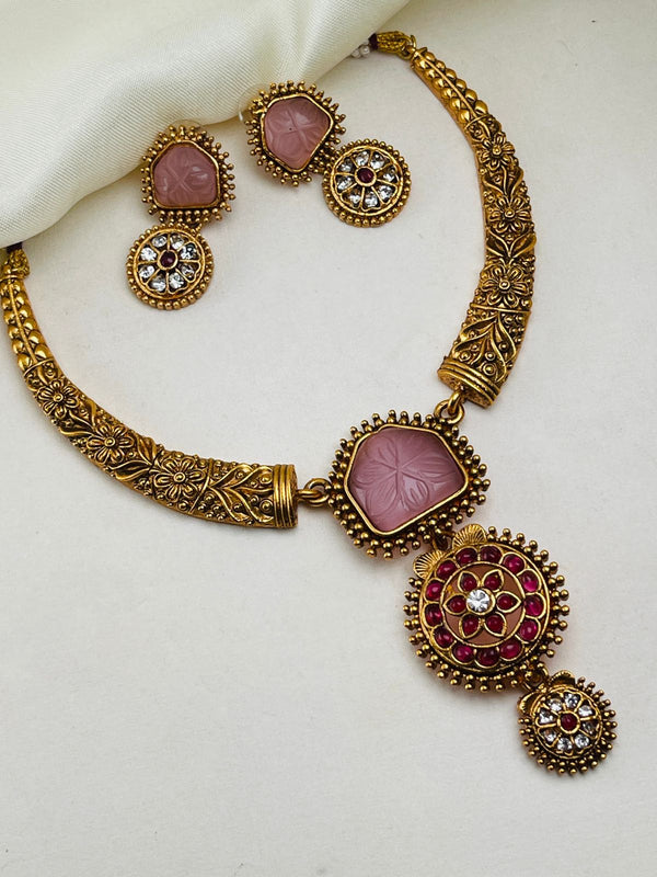 Pink Haski Polki Necklace