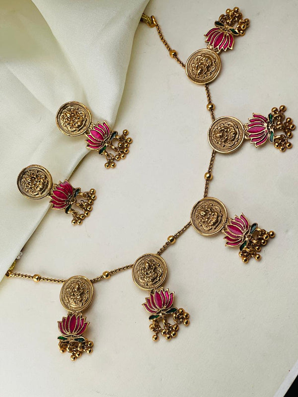 Lotus Goddess and Coin Necklace