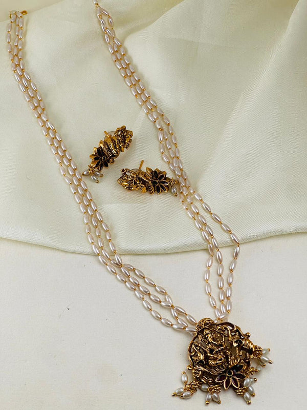 Rice pearl Ganapathi Necklace
