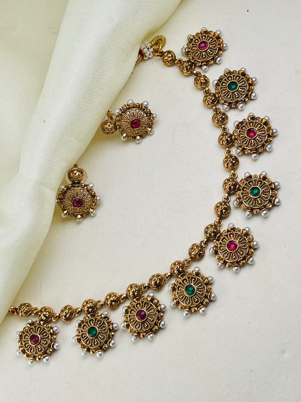 Multicolor Flower design Beads Necklace