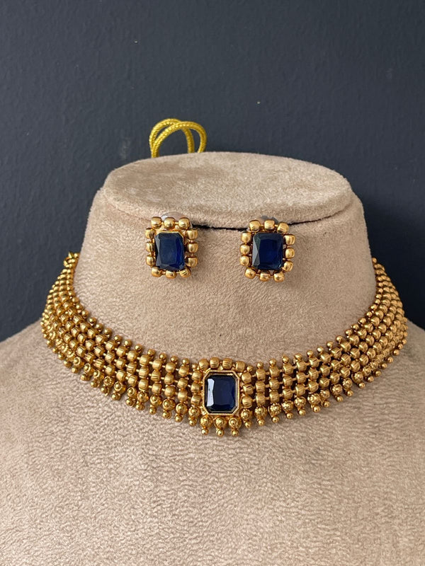 Blue Stone Gold Chocker