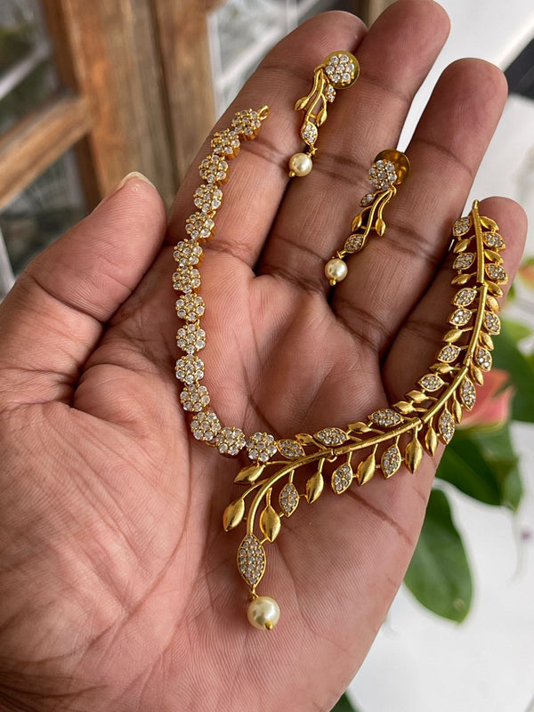 Diamond Leaf Statement Necklace