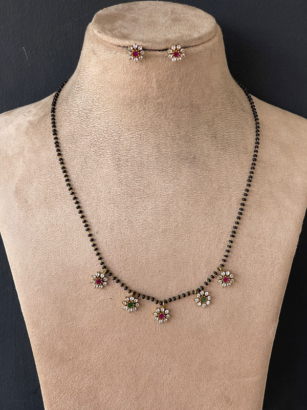 Multi Stone Black Beads Necklace