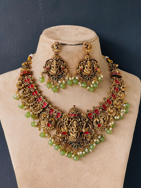 Multi Color Ganapathi Goddess Necklace